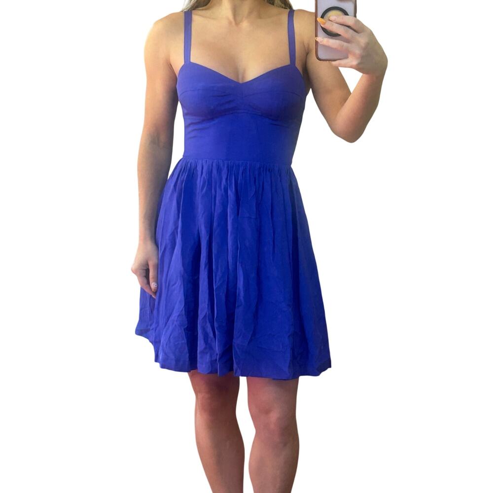Amanda Uprichard 100% Silk Royal Blue Bustier Mini Dress (Petite/XS)